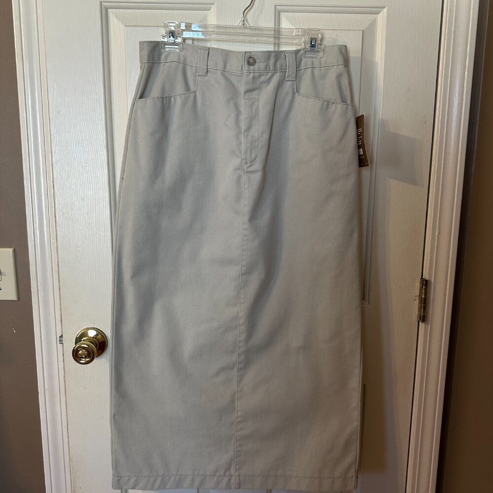 Vintage Lee Casuals Plain Front Khaki Skirt Size 12 M Brand New with tags